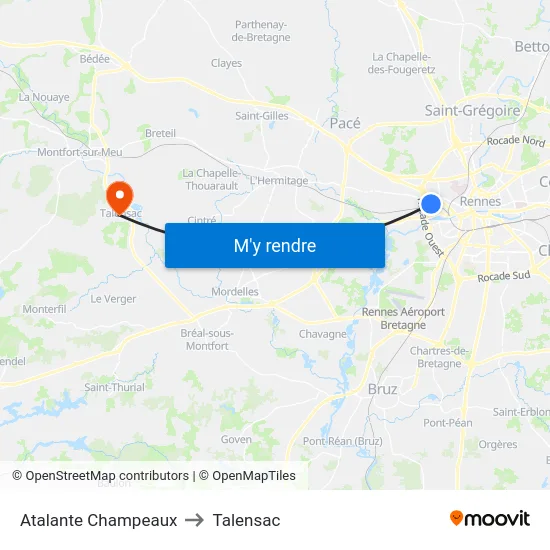 Atalante Champeaux to Talensac map
