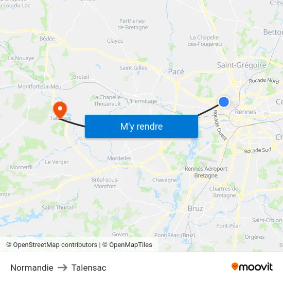 Normandie to Talensac map