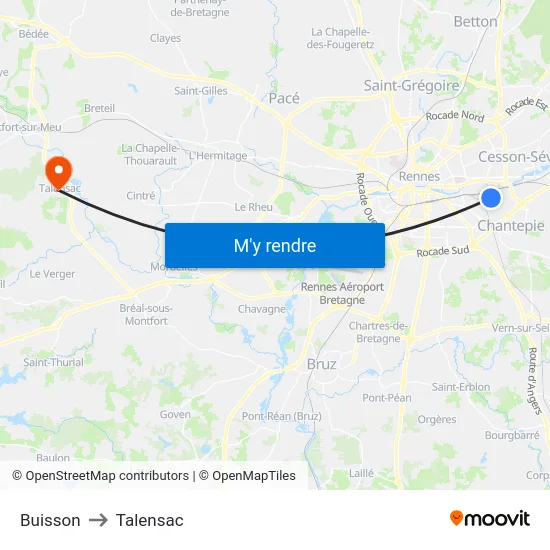 Buisson to Talensac map