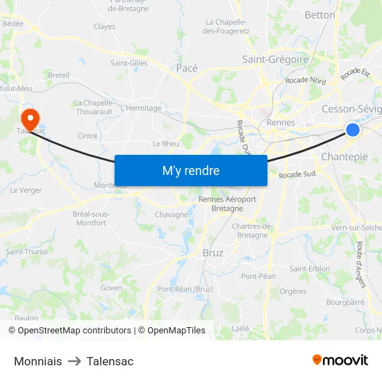 Monniais to Talensac map