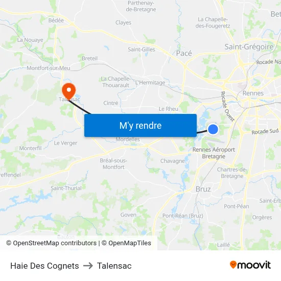 Haie Des Cognets to Talensac map