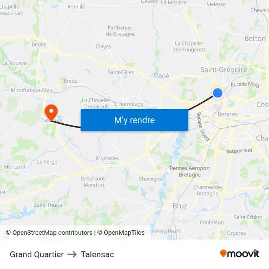 Grand Quartier to Talensac map