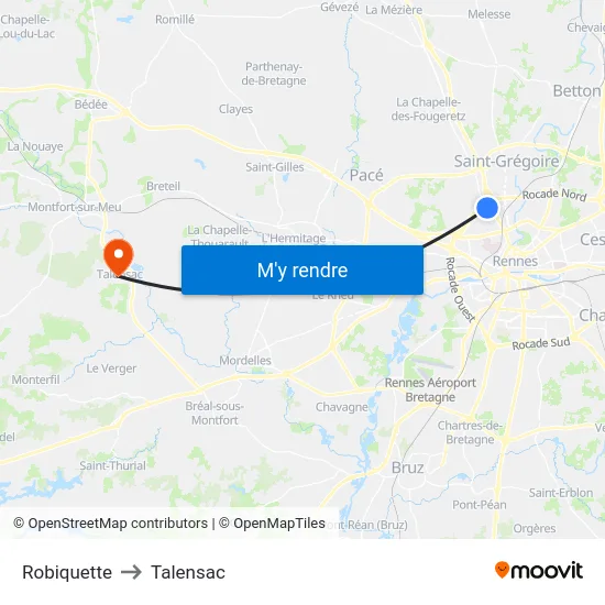 Robiquette to Talensac map