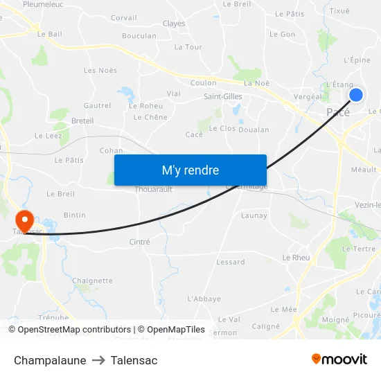 Champalaune to Talensac map