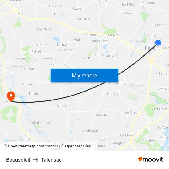 Beausoleil to Talensac map