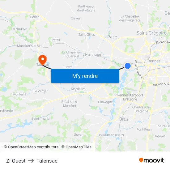 Zi Ouest to Talensac map