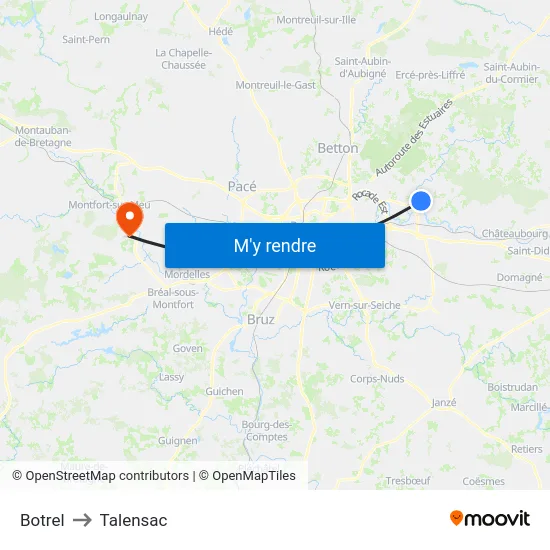 Botrel to Talensac map
