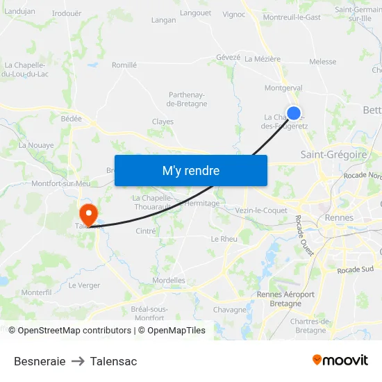 Besneraie to Talensac map