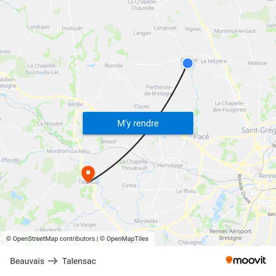 Beauvais to Talensac map
