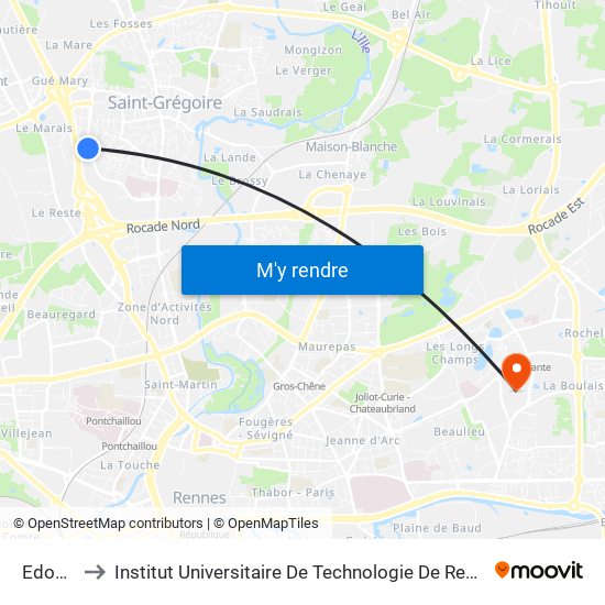 Edonia to Institut Universitaire De Technologie De Rennes map