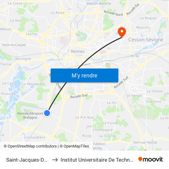 Saint-Jacques-De-La-Lande to Institut Universitaire De Technologie De Rennes map