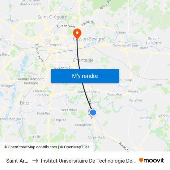 Saint-Armel to Institut Universitaire De Technologie De Rennes map
