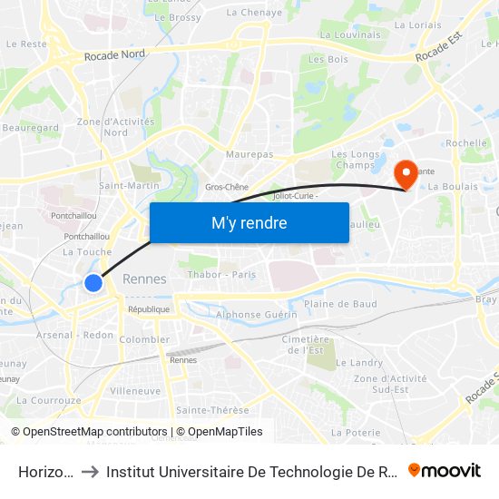 Horizons to Institut Universitaire De Technologie De Rennes map