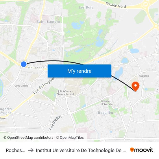 Rochester to Institut Universitaire De Technologie De Rennes map