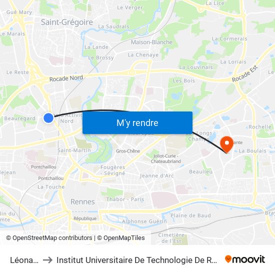 Léonard to Institut Universitaire De Technologie De Rennes map