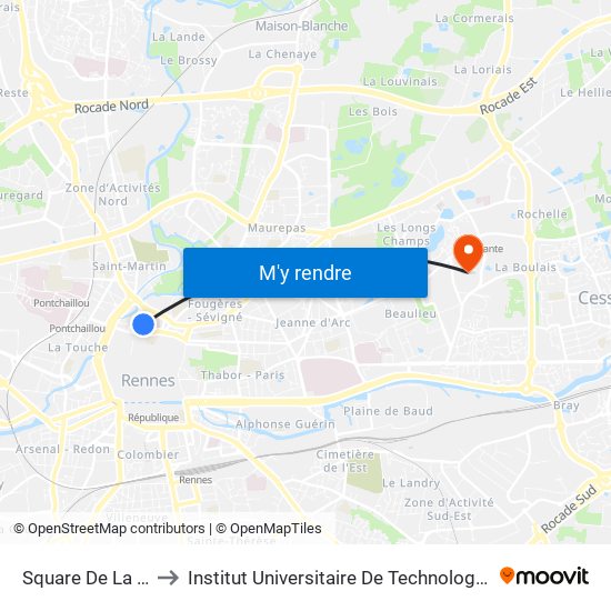 Square De La Rance to Institut Universitaire De Technologie De Rennes map