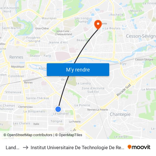 Landrel to Institut Universitaire De Technologie De Rennes map