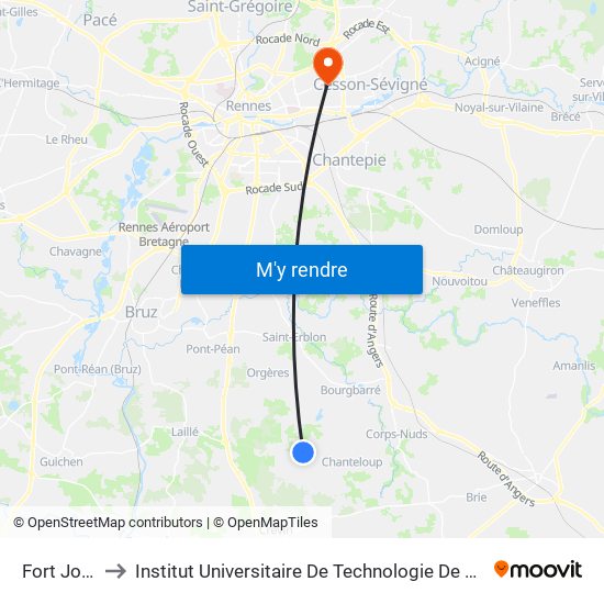 Fort Joual to Institut Universitaire De Technologie De Rennes map