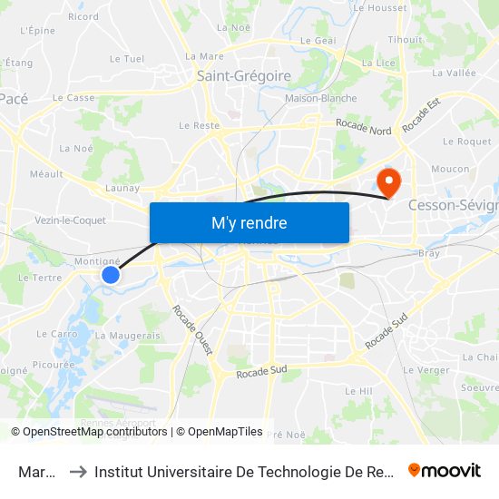 Marais to Institut Universitaire De Technologie De Rennes map