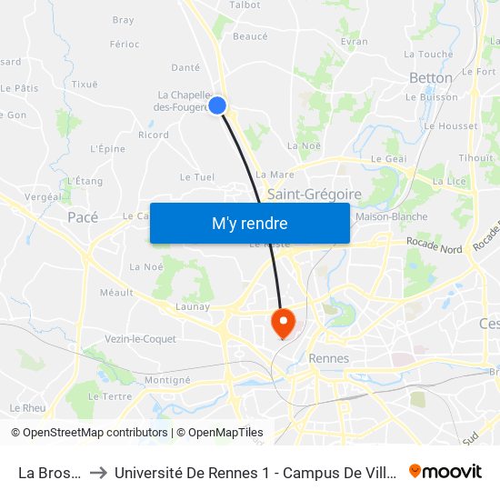 La Brosse to Université De Rennes 1 - Campus De Villejean map