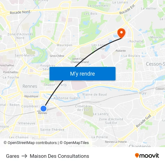 Gares to Maison Des Consultations map