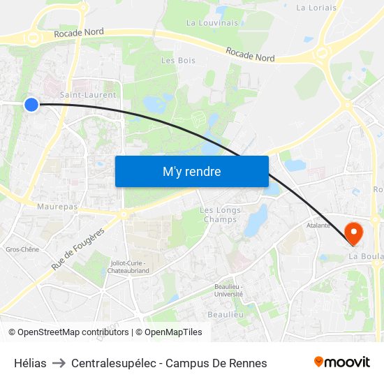 Hélias to Centralesupélec - Campus De Rennes map