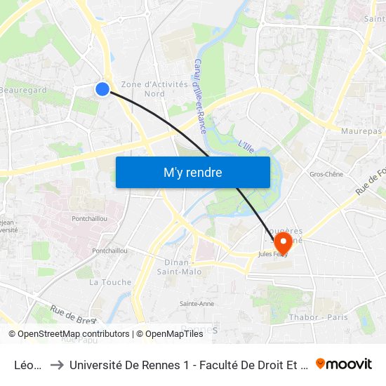 Léonard to Université De Rennes 1 - Faculté De Droit Et De Science Politique map