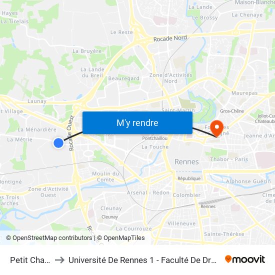 Petit Champeaux to Université De Rennes 1 - Faculté De Droit Et De Science Politique map