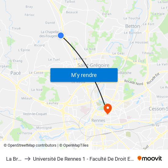 La Brosse to Université De Rennes 1 - Faculté De Droit Et De Science Politique map