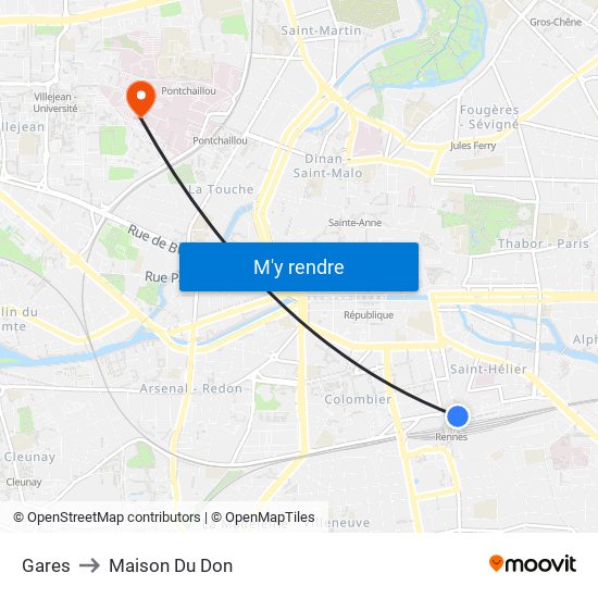 Gares to Maison Du Don map