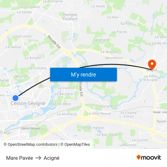 Mare Pavée to Acigné map