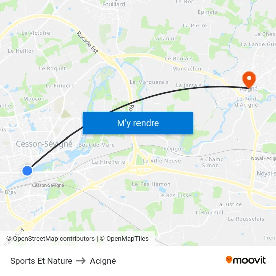 Sports Et Nature to Acigné map
