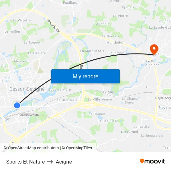 Sports Et Nature to Acigné map