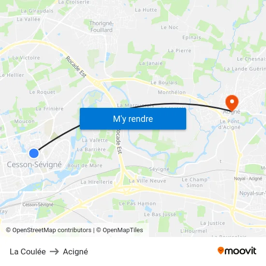 La Coulée to Acigné map