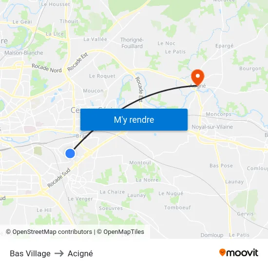 Bas Village to Acigné map