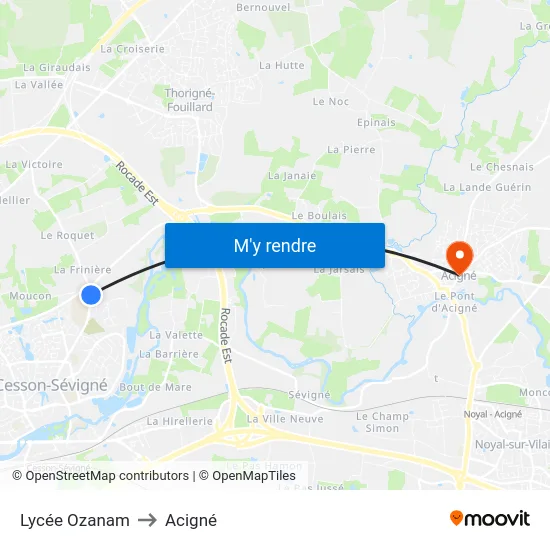 Lycée Ozanam to Acigné map