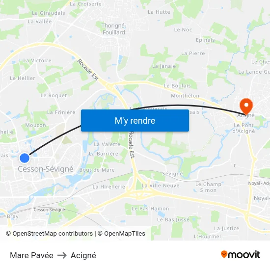 Mare Pavée to Acigné map
