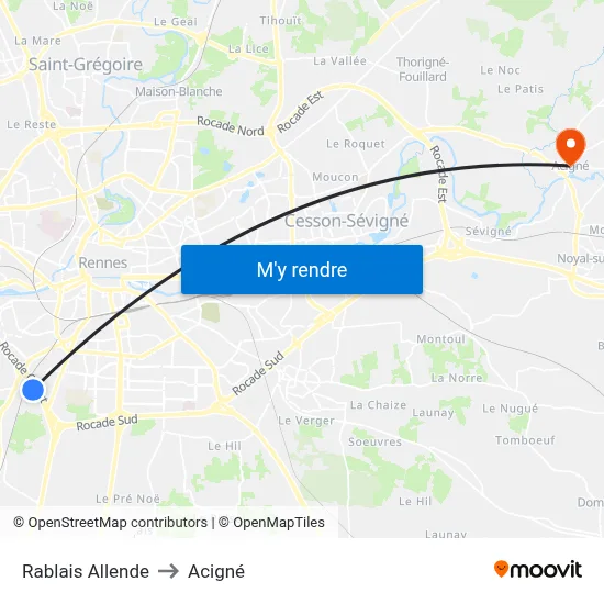 Rablais Allende to Acigné map