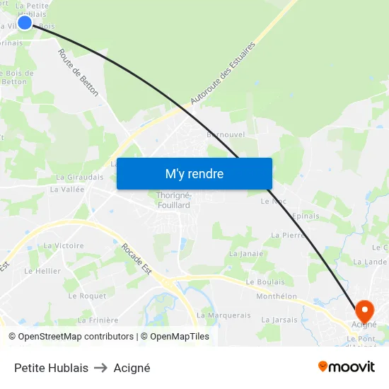 Petite Hublais to Acigné map