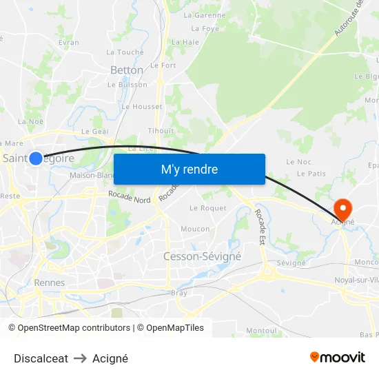 Discalceat to Acigné map