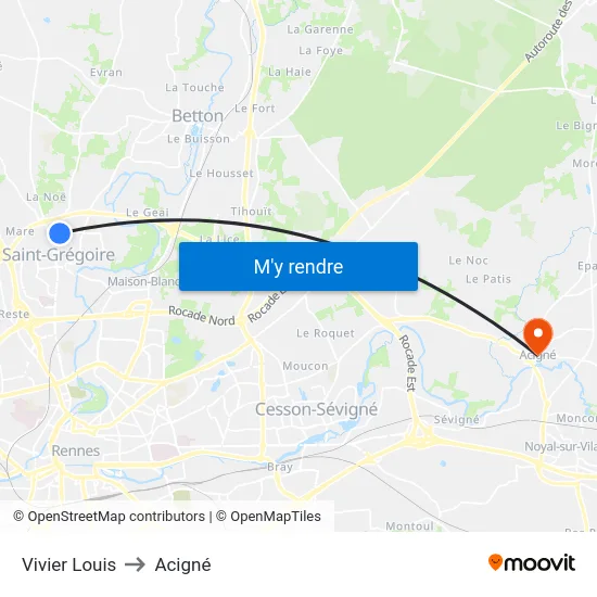 Vivier Louis to Acigné map