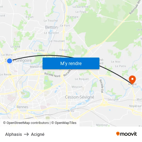Alphasis to Acigné map