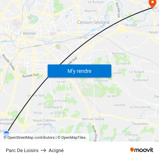 Parc De Loisirs to Acigné map