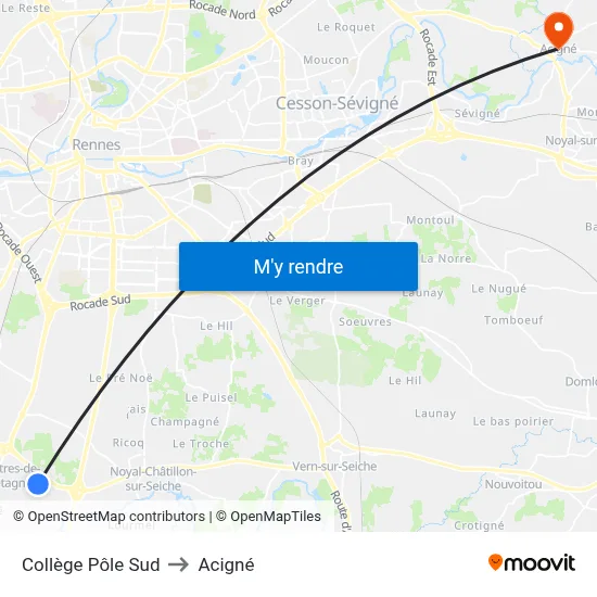 Collège Pôle Sud to Acigné map