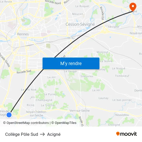 Collège Pôle Sud to Acigné map