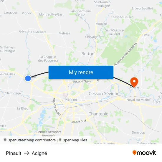 Pinault to Acigné map