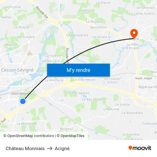 Château Monniais to Acigné map