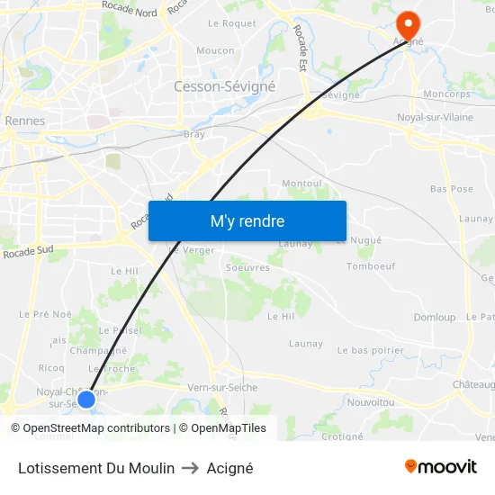Lotissement Du Moulin to Acigné map