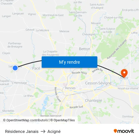 Résidence Janais to Acigné map