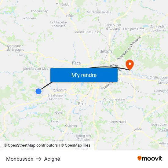 Monbusson to Acigné map